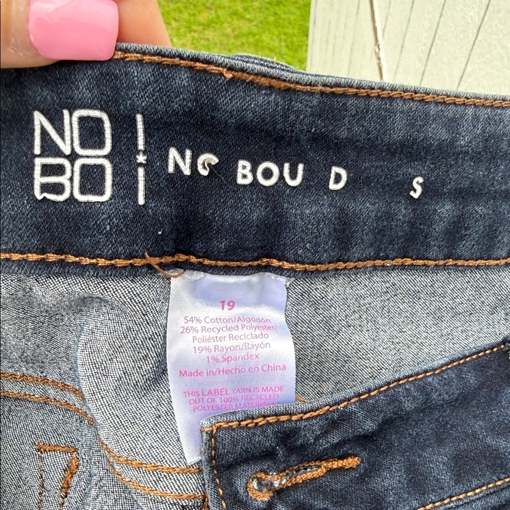 No Boundaries Dark Blue Jeans with Brown Stitching